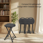 COOZMENT Folding Stool with Handle, Folding Chair,Folding Bar Stool with Non-Slip Feet,Indoor and Outdoor Foldable Stool for Adults(13"×11.5"×18")