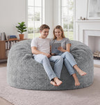 5FT Bean Bag Chair Oversized Bean Bags for Adults Large Bean Bag Beanbag Chair Washable Cover Quilted Plush Bean Bags Giant Memory Foam Bean Bag Chairs for Adults Pocket Bedrooms Living Room (Grey)
