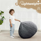 Bean Bag Chair with Corduroy Cover and Memory Foam Filled for Teens and Kids, Small Comfy Fluffy Floor Chair for Living Room Bedroom (Gray, 2.5FT)