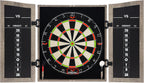 Dartboard Cabinet Set with 18" Bristle Dartboard - Self-Healing Sisal, 6 Steel Tip Darts, Scoreboard & Chalk - All-in-One Game Room Set for Home, Bar, Garage (Gray)