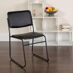 EMMA + OLIVER 500 lb. Capacity High Density Black Vinyl Stacking Chair