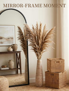 Hanobe Wooden Tall Floor Vase: 22 Inch Decorative Vases for Pampas Grass Large Vase for Boho Rustic Farmhouse Living Room Bedroom Hallway Corner Neutral Home Decor