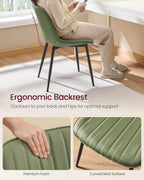 VASAGLE Dining Chairs Set of 4, Upholstered Kitchen Chairs, Synthetic Leather, Max. Load 264 lb, Steel Legs, Curved Backrest, for Dining Room, Forest Green and Ink Black ULDC090CH02-2J