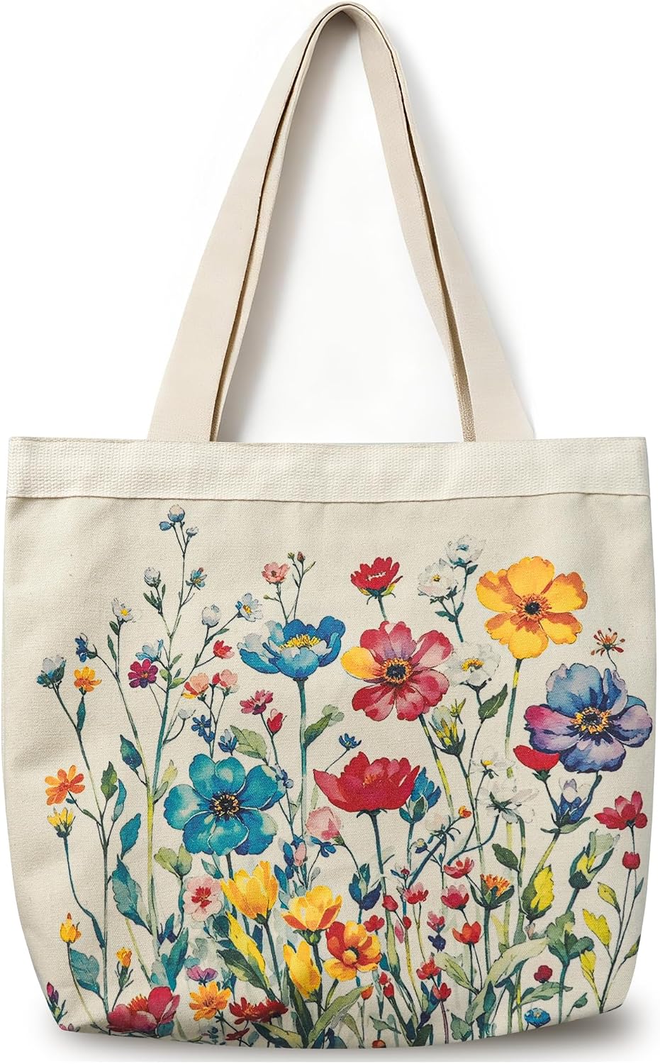 Large Tote Shopping Bag Cotton Canvas-Reusable grocery Bag with Zipper Aesthetic Reusable Shoulder Bag
