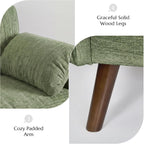 Modern Oversized Accent Reading Chair for Living Room, 43", Chenille, Green | Piping Single Armchair with Quilting Backrest, Padded Arms, Wood Legs for Bedroom, Office, Reception Area