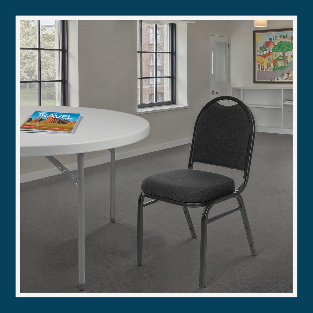 OEF Furnishings OEF9260-BT/2 Commercial-Grade Dome Back Banquet Stack Chair (Black Fabric, Black Powder-Coated Frame, 2-Pack)