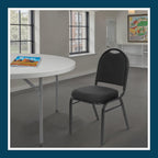 OEF Furnishings OEF9260-BT/2 Commercial-Grade Dome Back Banquet Stack Chair (Black Fabric, Black Powder-Coated Frame, 2-Pack)