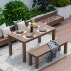 59" Outdoor Backless Bench, 3-Person Poly Lumber Patio Bench, Anti-Rot Anti-Fade Weatherproof HIPS Bench, Low Maintenance, for Garden, Porch, Park & Backyard, Indoor & Outdoor Use，Brown