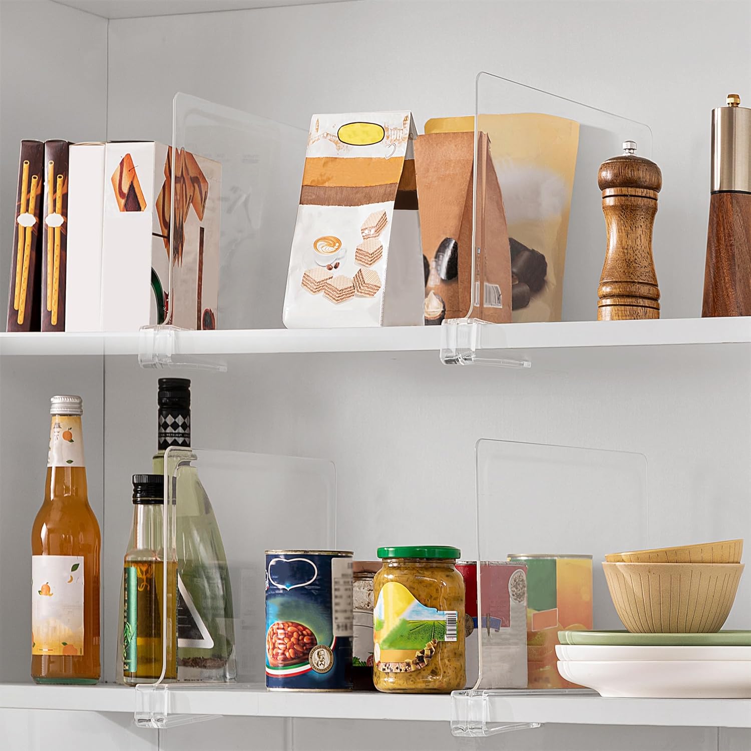 6 Pack 12 Inches [Extra Tall Version] Clear Shelf Dividers for Organization, Acrylic Closet Shelf Vertical Shelves Organizer for Bedroom, Office and Kitchen