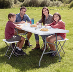Folding Table 6ft Foldable Table with Built in Handle & Steel Legs / 6FT Heavy Duty Folding Portable,Perfect for Party, Dining Indoor/Outdoor Events, Tailgating & Backyard BBQ, White