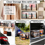 Oversized Moving Bags 6 Pack,Heavy-Duty Moving Boxes with Zippers & Carrying Handles, Foldable Storage Bags For Space Saving,Transparent Packing Bags for College Dorm,Traveling,Christmas Decorations