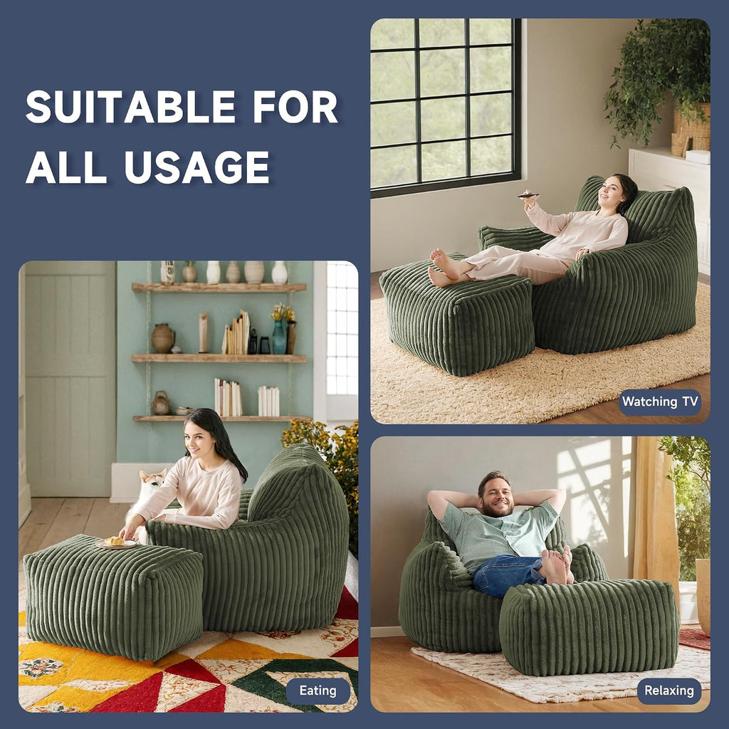 Oversized Bean Bag Chair for Living Room Furniture Bean Bag Chairs for Adults- Small Couch & Lounge Accent Chair for Living Room Chairs or Bedroom