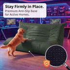 Homall Floor Gaming Chair Boneless Loveseat Couch, Ergonomic Floor Sofa Couch with Cup Holders, Leather Lazy Floor Lounger for Gaming, Reading, Relaxing, Watching TV (Olive Green)