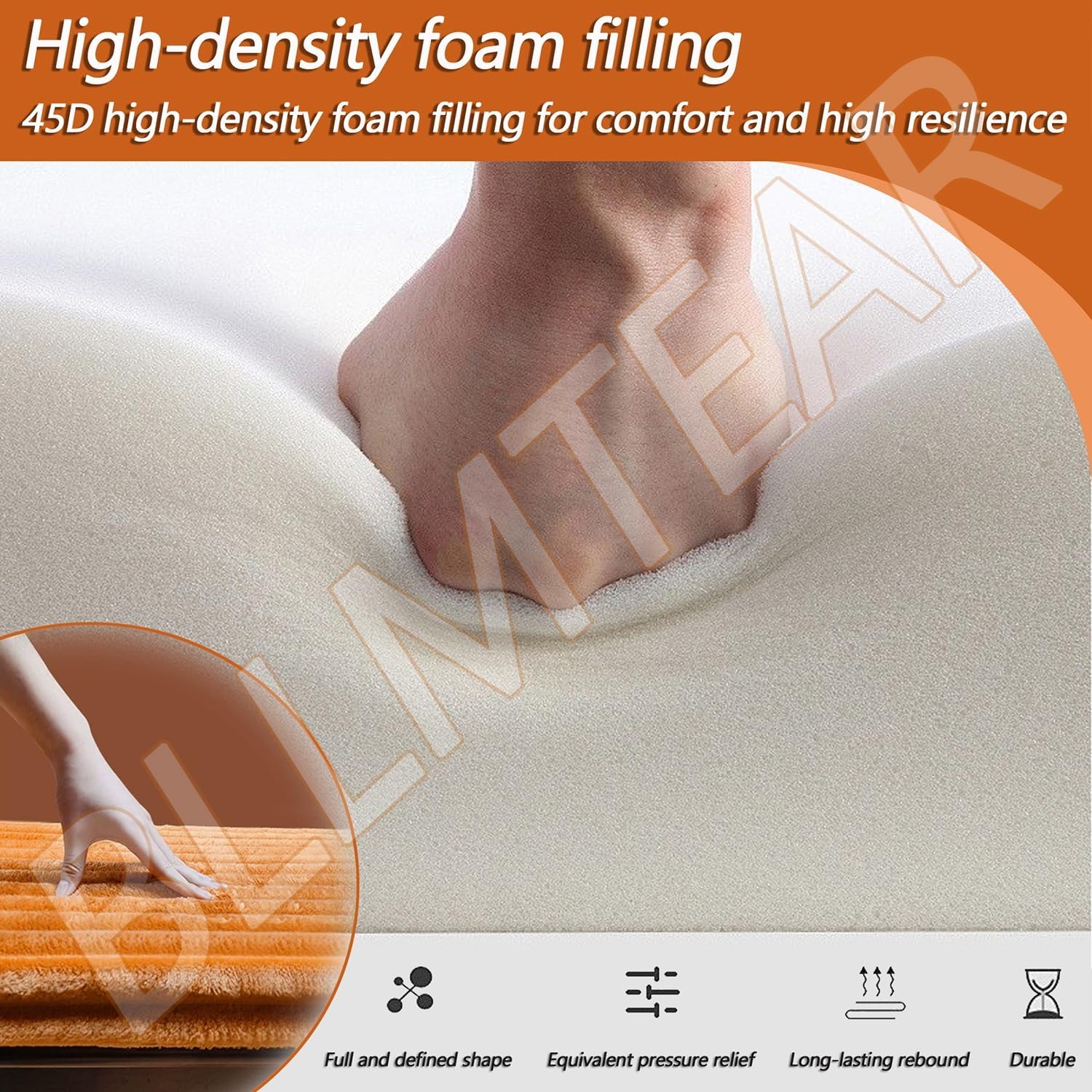 Custom Size Bench Cushion for Indoor/Outdoor Patio Furniture/Window Seat, 45D High-Resilience Foam Comfortable, Removable and Washable(6,190x60x5cm)