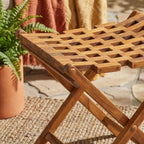 Bare Decor Mosaic Folding Stool in Solid Teak Wood, Brown