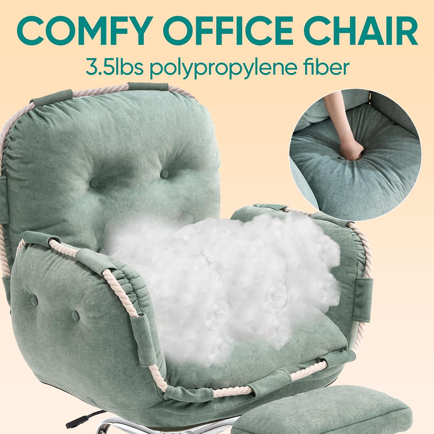 Criss Cross Office Chair with Foot Rest and Flip Armrests for Pets | Cross Legged Office Chairs for Women Reclining Desk Chair Comfy Vanity Chair with Back and Wheels for Home Office Green