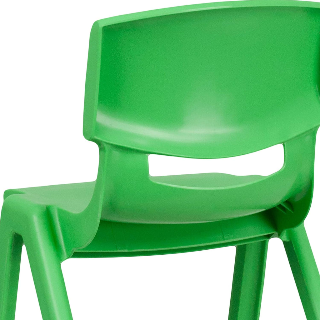 Flash Furniture 6 Pk. Green Plastic Stackable School Chair with 13.25'' Seat Height