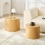 WILLIAMSPACE Nesting Coffee Table Set of 2, Round Wooden Coffee Tables Modern Circle Table for Small Space Living Room Bedroom Accent End Side Table (Wooden Color-Round)