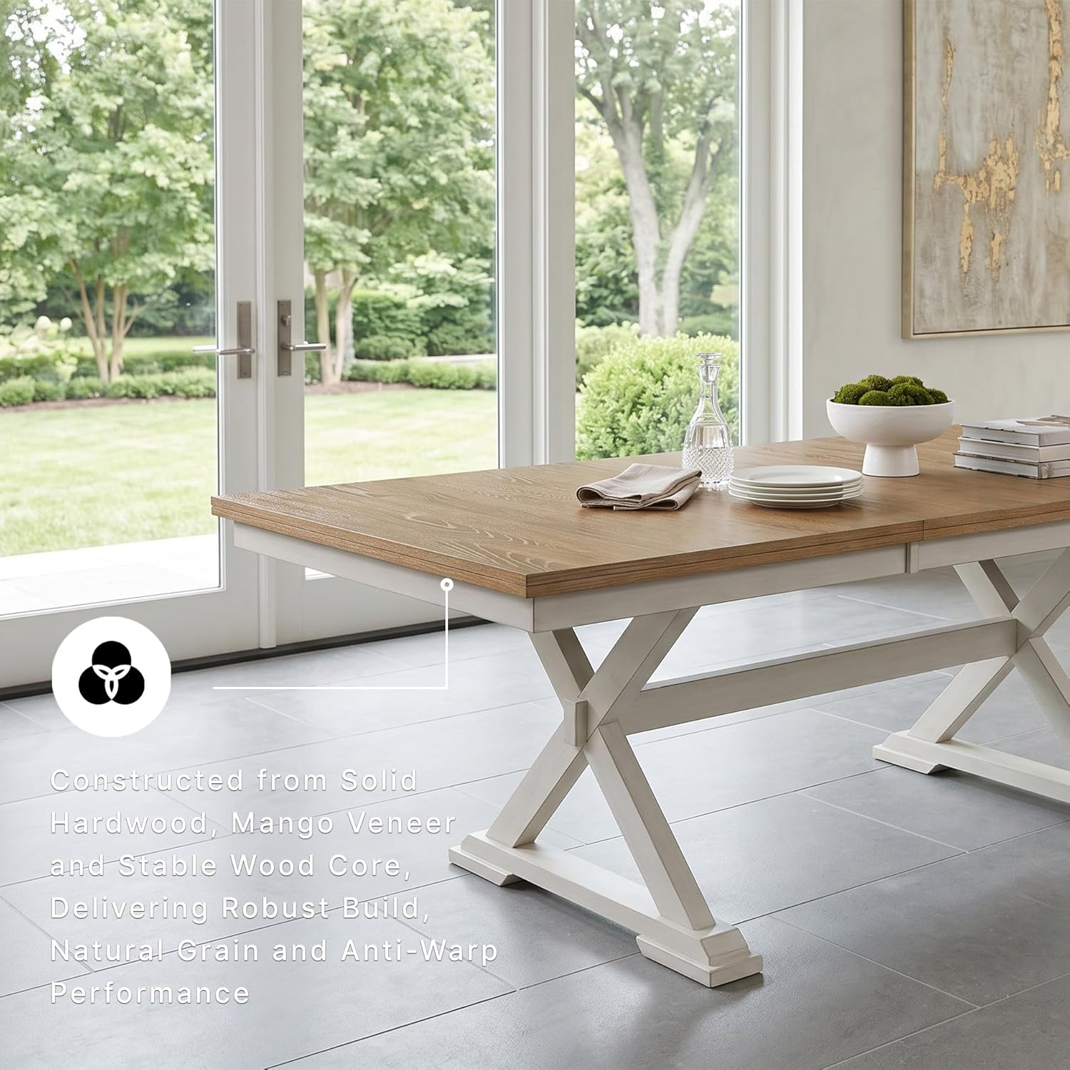 Signature Design by Ashley Westlinport Casual Dining Butterfly Extension Table with Self-Storing Butterfly Leaf, Light Brown & White