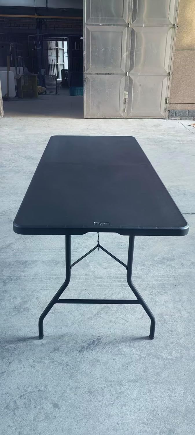 6 Feet Adjustable Height Nesting Folding Table – 24", 29", 36" Countertop Level Foldable Utility Table for Kitchen, Events, Garage, and Workspace - Perfect for Indoor/Outdoor Use Black
