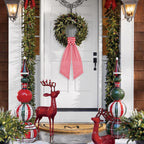 2 Pack Wreath Sash for Front Door Boxwood Wreath Sash Garland Front Door Porch Decor(White and Red Plaid)
