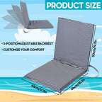 Geetery Foldable Beach Floor Chair Portable Low Seat Navy Stripe Poolside Chairs with Back Support and Carry Strap Thick Seat Cushion for Beach Camping Picnic Stadium Lawn Outdoors