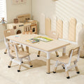 Hulaibit Kids Table and 4 Chairs Set, Height Adjustable Toddler Table and Chairs Set, Graffiti Desktop Children Activity Table for Ages 3-8, Daycare, Classroom, Home