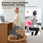 Ergonomic Kneeling Chair with Wooden Frame - Adjustable Height Office Chair with Soft Padding for Back Pain Relief, Posture Correcting Home & Office Desk Chair Wood