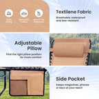 2 Pack Outdoor Folding Chaise Lounge 5-Position Adjustable Recliner 400LB Heavy Duty Portable Patio Camping Beach Chair, Beige