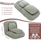 Upholstered Human Dog Bed for Adult & Pets, Convertible Lazy Sofa Bed with 5 Adjustable Position, Comfy Tatami Bean Bag Lounge Chair with 2 Soft Pillows for Bedroom Living Room Office (Green)