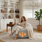 Bean Bag Chair for Adults, High-Density Memory Foam Beanbag Chair with Removable Washable Velvet Cover, Fast Rebound Fluffy Lazy Sofa Couch for Living Room & Bedroom
