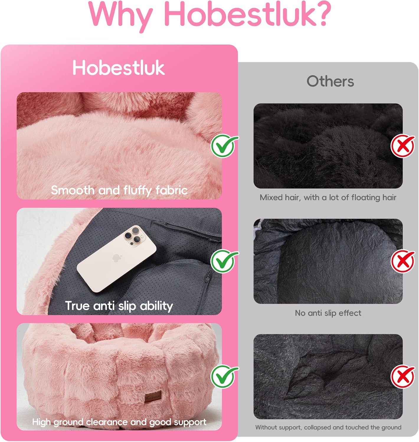 Hobestluk Bean Bag Chair for Teens Beanbag with Donut Shape Small Bean Bag Chair with Portable Handle Kids Bean Bag Couch for Living Room Bedroom Playroom (Pink, Large)