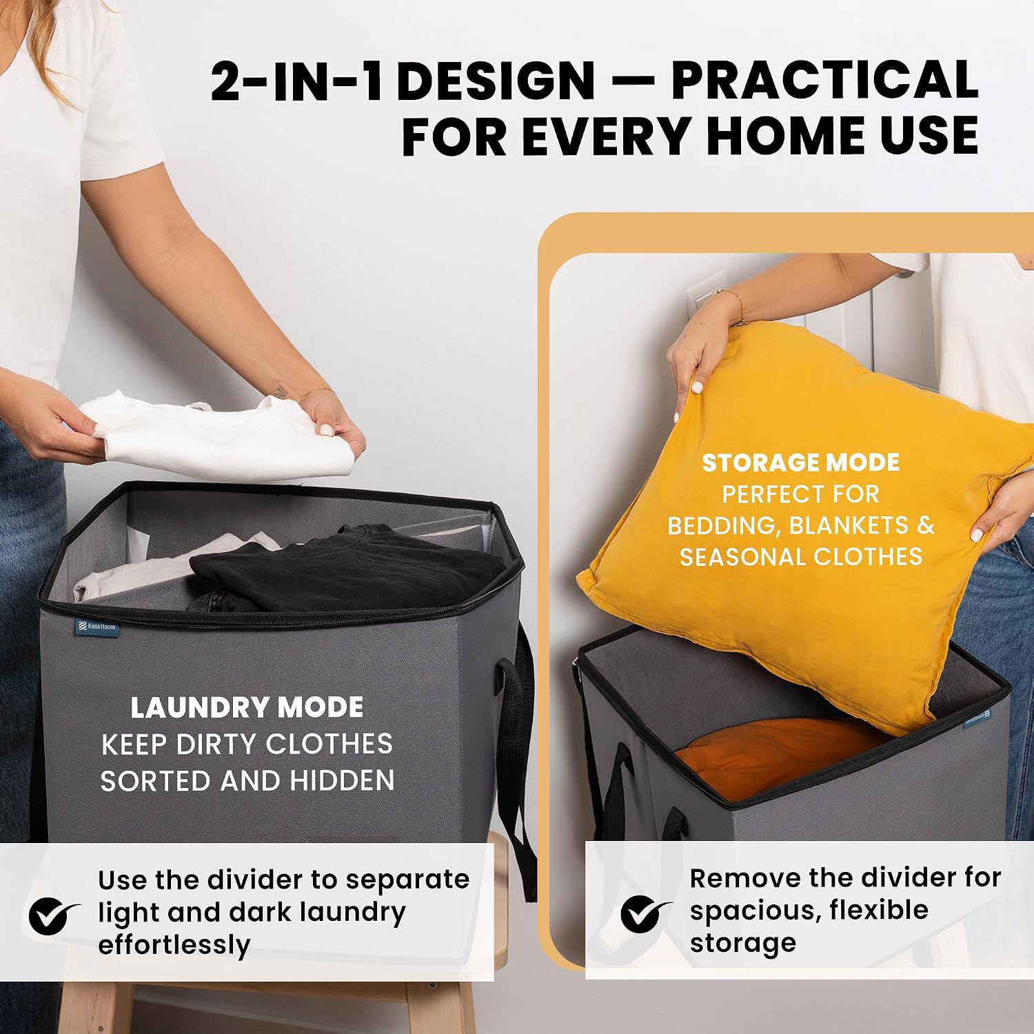 Hanger Storage Organizer Bags 2 Pack for 100+ Velvet Hangers with Dustproof Containers and 4 Bonus Hangers – Large Closet Organizer to Keep Clothes Clean and Tidy (Grey)