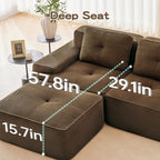 Oversized Modular Sectional Sofa, Modern V Shaped Corner Boneless Couch with Ottoman, Comfy 5 Seater Cloud Sleeper Sofa with Deep Seat, Customizable Layout Couches for Living Room, Apartment, Brown