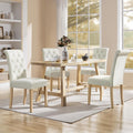 Yaheetech Dining Chairs Set of 4 Fabric Upholstered Dining Room Chairs with Button Tufted High Back and Solid Wood Legs for Kitchen/Living Room/Restaurant, Modern Style, Beige