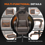 Ferghana Vintage PU Leather Gaming Chair, High Back Gamer Chair with Massage, Ergonomic Computer Office Chair with Footrest for Adults, Racing Style Reclining Video Game Chair Chestnut Brown