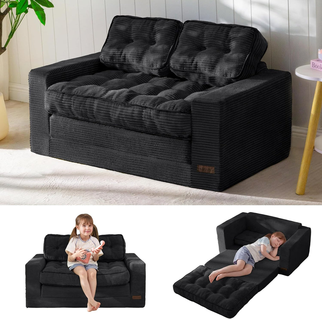 MAXYOYO Convertible Sofa Bed for Boys and Girls, Floor Kids Bean Bag Chair | Pull Out Folding Kids Sofa Chair, Comfy Kids Bean Bag Chair for Playroom, Gift for Children's Day & Birthday