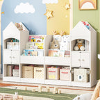 Halitaa Castle Shape Children's Bookshelf, Kids Bookcase Display Case Kids Toy Storage Organizer Multifunctional Storage Cabinet Bookshelf Suitable for Playroom, Children's Room, Living Room, White