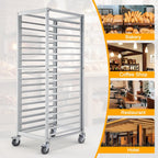 Bun Pan Rack,18 Tier Aluminum Commercial Bakery Racks with 4 Wheels, Home Commercial Kitchen Bakery Cooling Rack for Restaurant Cafeteria Pizzeria, 18.5" W x 24.6" Lx 70" H