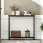 YATINEY Narrow Console Table, 2-Tier Small Sofa Table, 29.5" Thin Entryway Behind Couch Table with Shelves, Industrial Hallway Table, for Living Room, Foyer, Black CT03BB