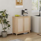 Freestanding Rattan Sideboard Buffet Cabinet – Wood Credenza with Adjustable Shelves, Modern Accent Coffee Bar for Kitchen, Living Room & Entryway