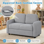 HONEY JOY Toddler Couch, Children Loveseat Sofa Armchair w/Wooden Frame, Teddy Fleece, Flexible Seating for Daycare, Preschool, Playroom, Upholstered Reading Couch, Kids Chair for Boys Girls (Gray)