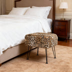 Home Soft Things Cheetah Vanity Chair 17" x 17" x 17" Square Footrest Upholstered Mink Fabric Decor for Living Room End of Bed Entryway or Bedroom Sitting Stool with Storage Need Assemble