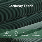 YVDNHP Bean Bag Chair with Ottoman, Cozy Comfy Reading Nook Chairs, Ultra Soft Corduroy Fabric Bean Bag Chairs for Adults, Reading Chair with Ottoman for Living Room, Bedroom Apartment (Green)
