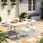 5ft Folding Table, Heavy Duty Plastic Card Table with Foldable Steel Legs, Metal Frame Support up to 500 lb, Portable for Indoor, Outdoor, Picnic, Camping, Dining, Party, White