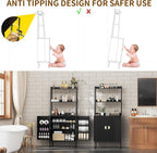 kepptory 58" Kitchen Baker's Rack with Storage, Microwave & Toaster Oven Stand, Freestanding Coffee Bar Station with Wine Glass Holder & Side Storage Shelves, Black