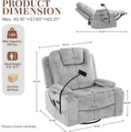 Oversized Power Rocker Recliner Chair, Swivel Glider Rocking Chair for Adults with Massage and Heat, Nursery Glider Recliner with Adjustable Headrest and Phone Stand