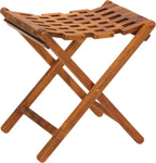 Bare Decor Mosaic Folding Stool in Solid Teak Wood, Brown