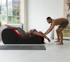 Avana Chakra Yoga Chaise - 2 Adjustable Headrests & Handles with Adjustable Straps, Micro-Velvet/Microloop, Red & Grey