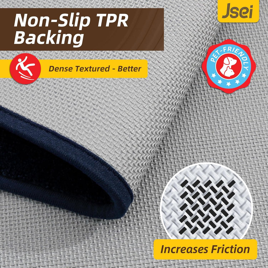 JSEI Entryway Rugs Doormat 24"x36", Non-Slip Dirt Trapper Door Mats Indoor, Washable Absorbent and Stain Resist Welcome Floor Mat for Front Door, Dog Door Mat, Dirty Wet Shoes & Paws, Navy Blue